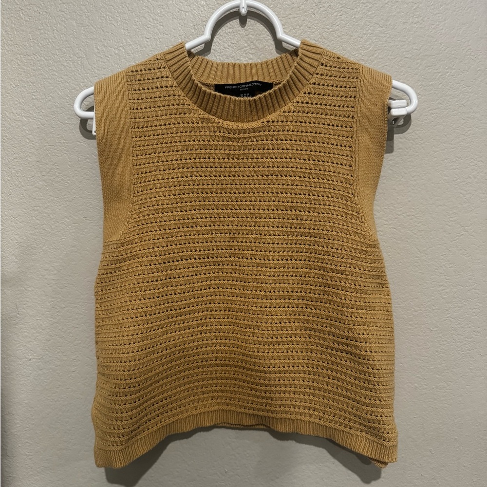 French Connection Sleeveless Knit Sweater in Camel